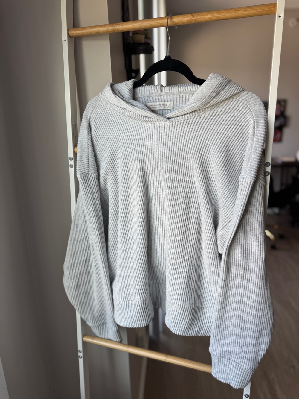 Abercrombie & Fitch Women’s Lounge Cozy Rib Hoodie | Grey, Size S, Like New - Picture 3 of 7